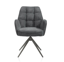 [na zamówienie] Krzesło jadalniane z podłokietnikami Bell – Antracyt / Miks Tkanin CALABRIA- VADA / Obrotowe