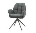 [na zamówienie] Krzesło jadalniane z podłokietnikami Bell – Antracyt / Miks Tkanin CALABRIA- VADA / Obrotowe