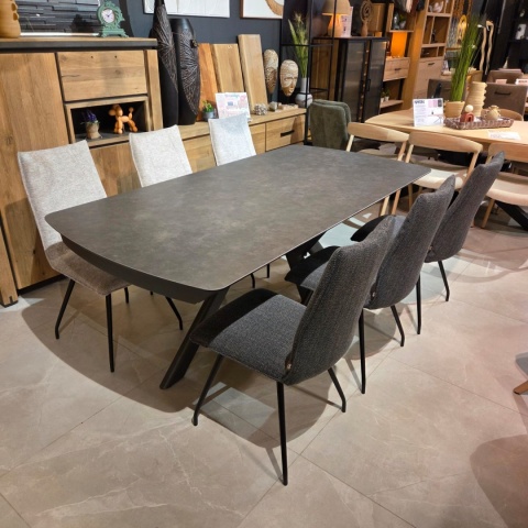 [K, od ręki] Krzesło MONACO – Tkanina Chenille TOBA (Antracyt)