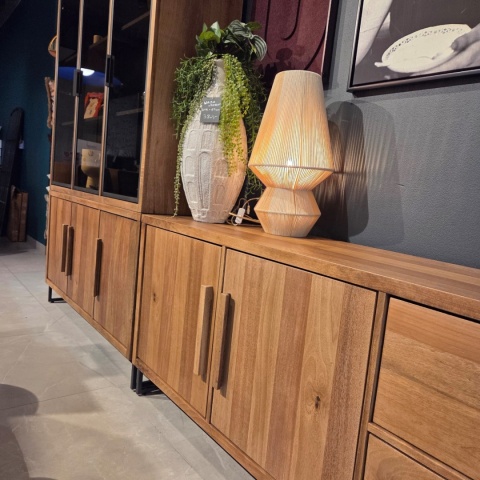 [K] Komoda Everest 220 cm – Wędzone Mango i Metal – Happy@Home