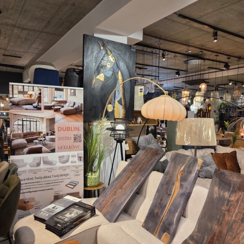 Lampa podłogowa Skip – Lniana Lampa Łukowa – COCOmaison