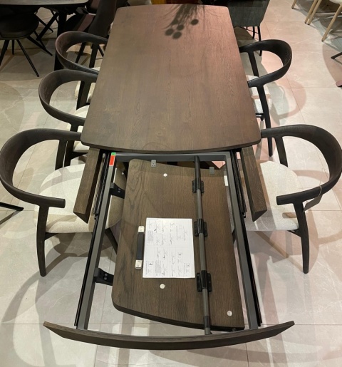 [K] Stół rozkładany Henders & Hazel Nyon 200-280x100 cm, fornir dębowy, kolor Bazalt