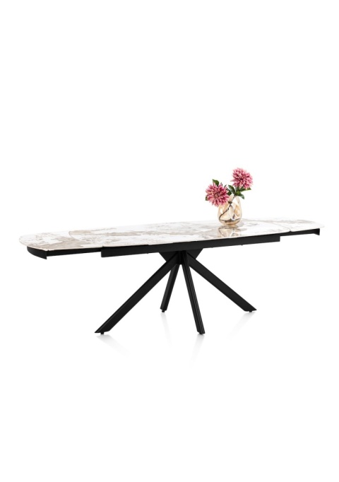 [M] Stół Rozkładany AXELLE 180-260 cm – Ceramika Pandora White