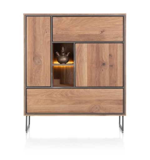 [K, defekt] Wysoka komoda Trapani 120 cm – Wędzony Fornir Mango, LED | Industrial
