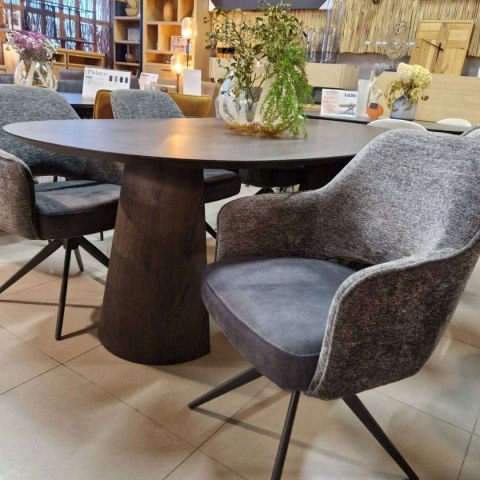 Stół do jadalni TRENTON 240x110 cm, fornir dębowy, kolor Clay, organiczny kształt