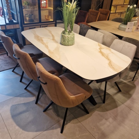 [M, od ręki] Stół rozkładany Xooon Montello 200 + 2 x 50 cm x 100 cm white ceramika na szkle hartowanym