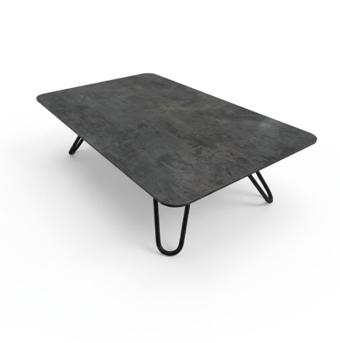 Stolik kawowy Brest 120 x 75 cm – optyka ciemnego betonu/antracytu, HPL, czarne nogi