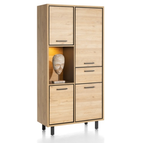 Wysoka szafa / Witryna Ostrava | Avalon| Avalox 100 x 200 cm – Primo Laminato – Happy@Home Vintage Oak | Natural