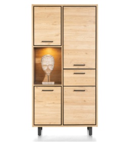 Wysoka szafa / Witryna Ostrava | Avalon| Avalox 100 x 200 cm – Primo Laminato – Happy@Home Vintage Oak | Natural