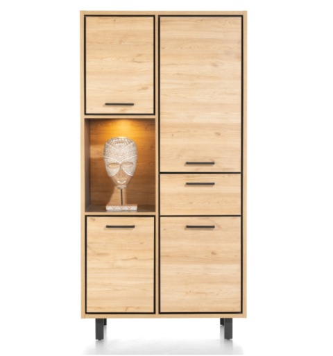 Wysoka szafa / Witryna Ostrava | Avalon| Avalox 100 x 200 cm – Primo Laminato – Happy@Home Vintage Oak | Natural