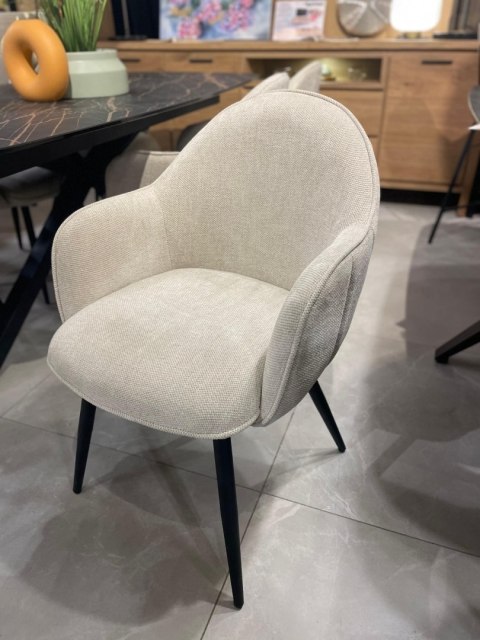 [K, od ręki] Fotel Jadalniany Habufa Astoria - Tkanina Livigno, Kolor Kremowy