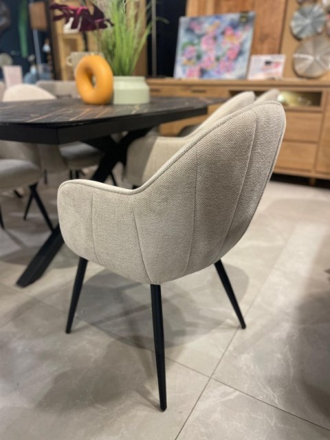 [K, od ręki] Fotel Jadalniany Habufa Astoria - Tkanina Livigno, Kolor Kremowy