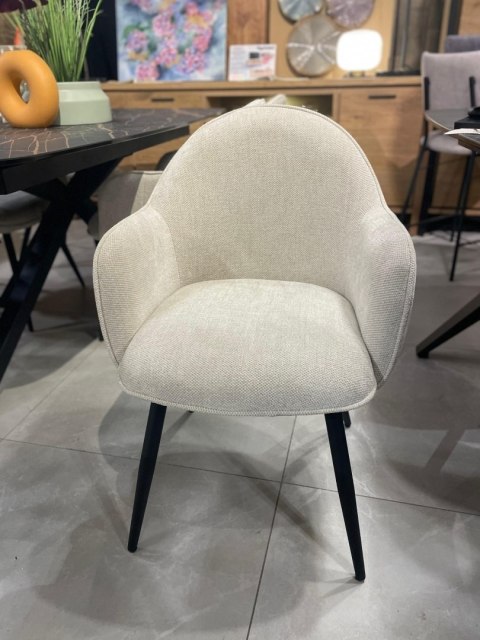 [K, od ręki] Fotel Jadalniany Habufa Astoria - Tkanina Livigno, Kolor Kremowy