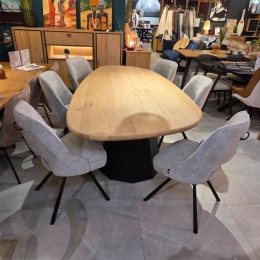 Krzesło do jadalni CHRIS – Tkanina szenilowa LIVIGNO Grey, sprężyny kieszeniowe, Henders & Hazel