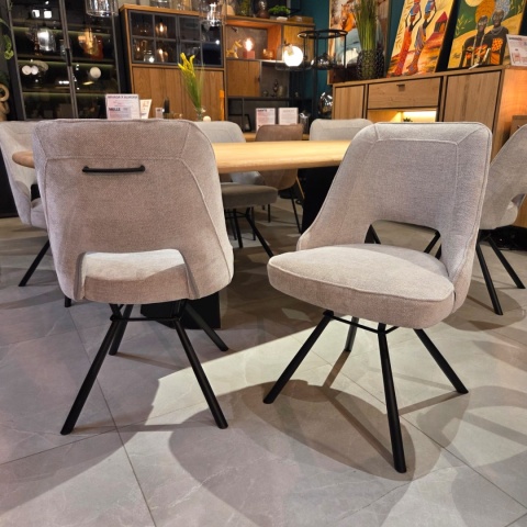 Krzesło do jadalni CHRIS – Tkanina szenilowa LIVIGNO Grey, sprężyny kieszeniowe, Henders & Hazel