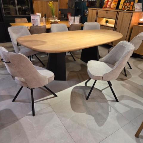 Krzesło do jadalni CHRIS – Tkanina szenilowa LIVIGNO Grey, sprężyny kieszeniowe, Henders & Hazel