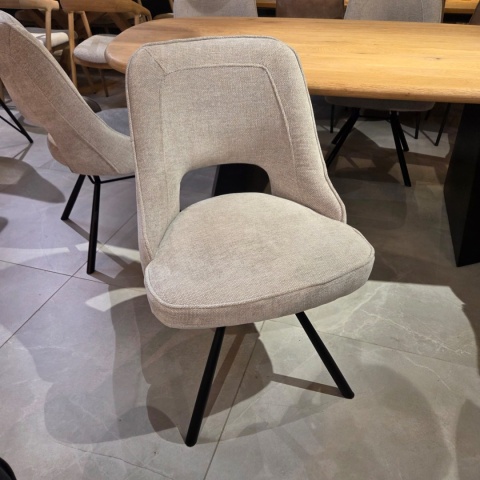 Krzesło do jadalni CHRIS – Tkanina szenilowa LIVIGNO Grey, sprężyny kieszeniowe, Henders & Hazel