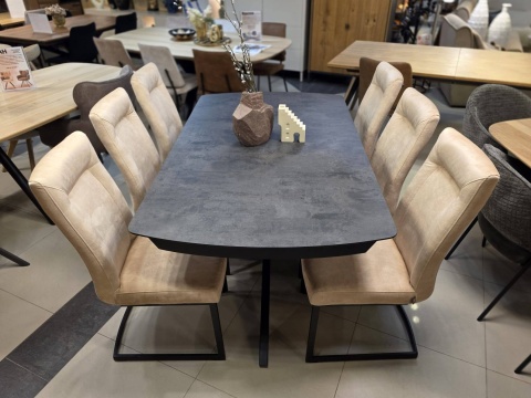 [R, od ręki] Duży stół rozkładany Pavalon 170-230x100 cm na centralnej nodze, blat Primo Laminato (HPL) antracyt