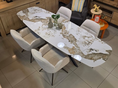 [Na zamówienie] Stół Rozkładany AXELLE 140-200 cm – Ceramika Pandora White