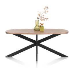 [M] Owalny Stół PAVAROTTI – 180 cm, Centralna Noga, Blat HPL Barnwood