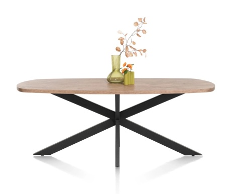 [M] Owalny Stół PAVAROTTI – 210 cm, Blat HPL Barnwood, Loft/Modern/ Centralna noga