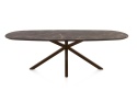 [M] Owalny stół jadalniany Caletta 240 x 105 cm – Marble Brown HPL, czarna metalowa noga