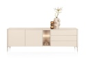 [M, defekt] Designerska komoda Trentino 240 cm – Lakier Krem, LED, system Push-to-Open