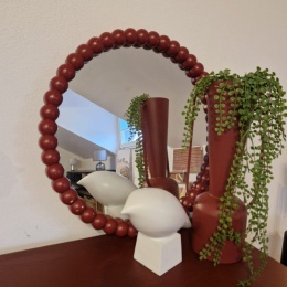 [R, defekt] Lustro ścienne BERRY DOTS – Burgundowe Drewno, 59 cm