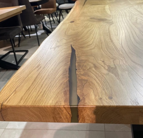 Stół dębowy MASIV klasyk 210 x 100 cm – Lity dąb 5 cm, żywica transparentna