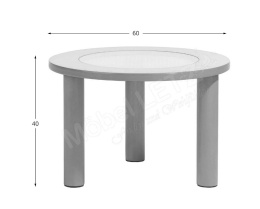 Stolik kawowy BARRY Ø60 cm – pomarańczowy MDF, rattan, szkło, COCO maison