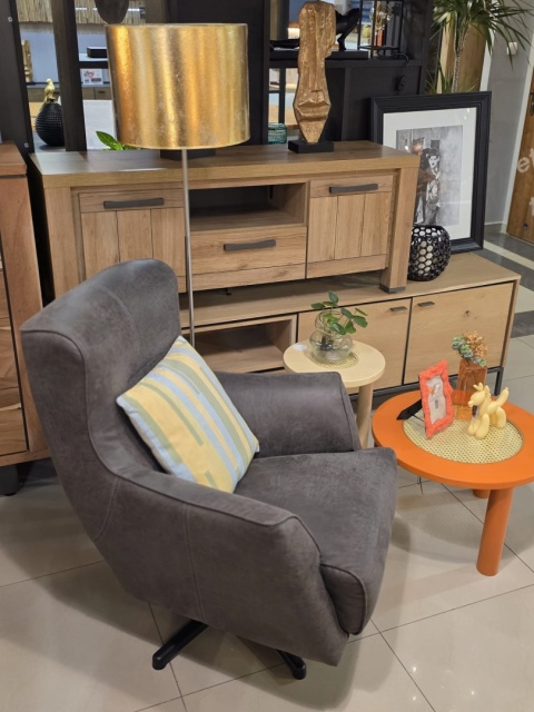 Stolik kawowy BARRY Ø60 cm – pomarańczowy MDF, rattan, szkło, COCO maison