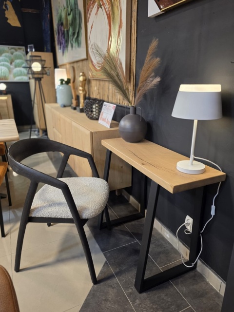 Konsola NORDIC LOFT 96 cm – lity dąb klasyczny, stal