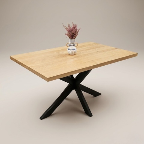 [R, od ręki] Stół dębowy NORDIC 140x90 cm – lity dąb 4 cm, centralna noga, lakier mat