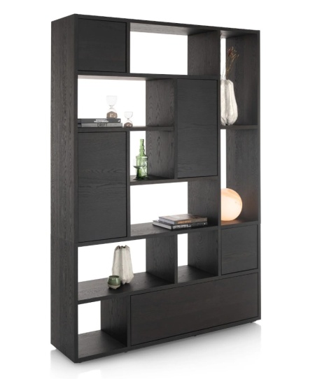 [R] Regał/ parawan LUGANA – Onyx, Fornir Dębowy, 216 cm | Xooon