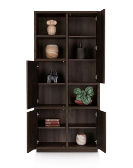 Regał/witryna GIJON – Fornir Dębowy, Lakier Platinum, 215 cm/ Henders& Hazel