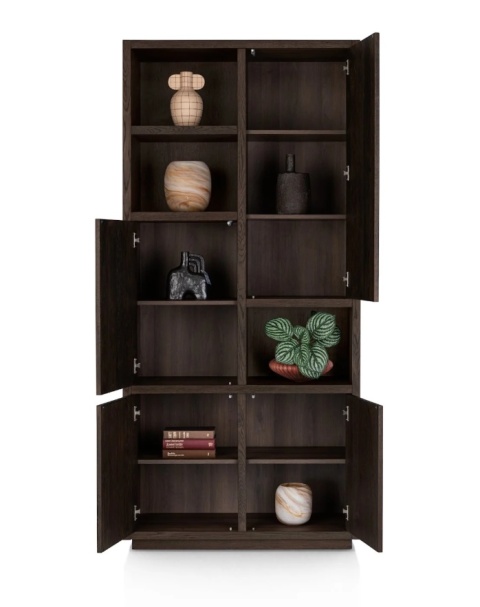 Regał/witryna GIJON – Fornir Dębowy, Lakier Platinum, 215 cm/ Henders& Hazel