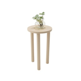 Stolik pomocniczy BARRY Ø35 cm – beżowy MDF, rattan, szkło, wys. 60 cm, COCO maison