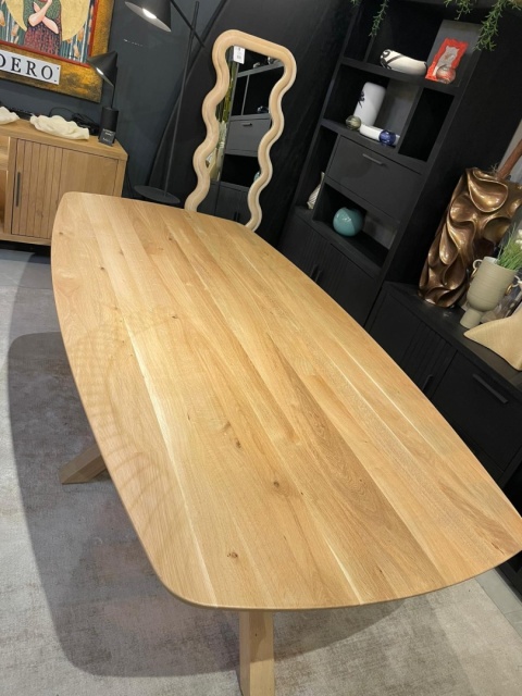 (K, od ręki) Stół Hybryda ARVADA & SHIMLA 220 x 110 cm – lity dąb, owalny blat, skandynawski design