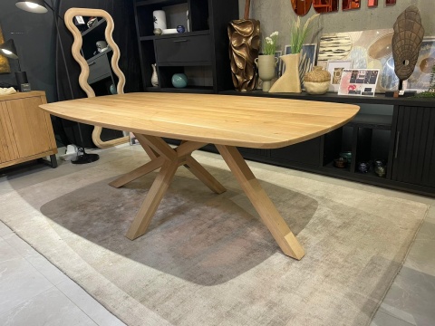 (K, od ręki) Stół Hybryda ARVADA & SHIMLA 220 x 110 cm – lity dąb, owalny blat, skandynawski design