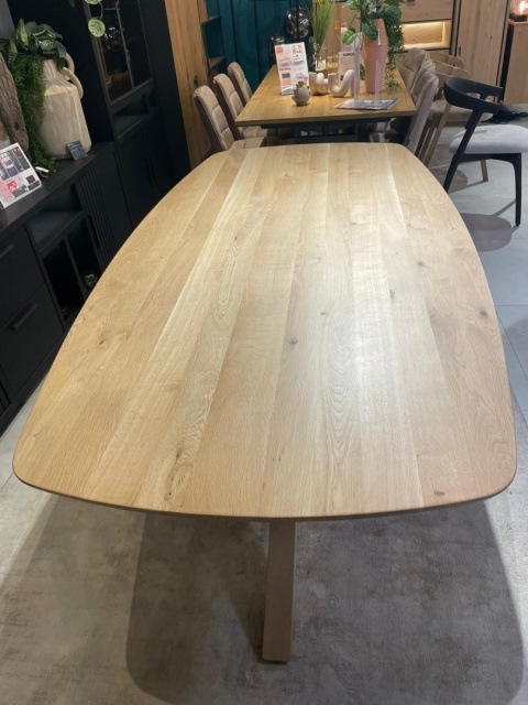 (K, od ręki) Stół Hybryda ARVADA & SHIMLA 220 x 110 cm – lity dąb, owalny blat, skandynawski design