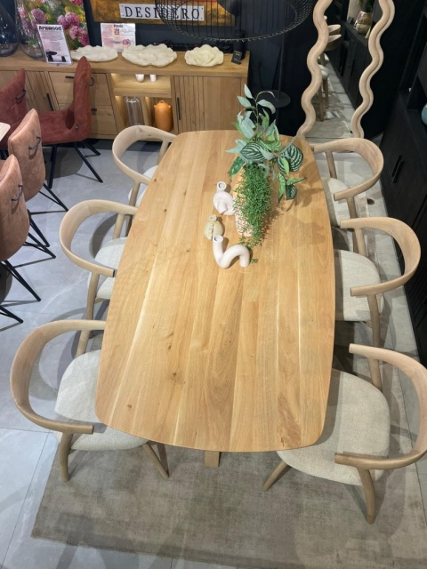 (K, od ręki) Stół Hybryda ARVADA & SHIMLA 220 x 110 cm – lity dąb, owalny blat, skandynawski design