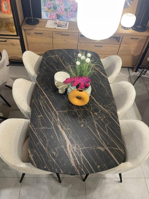 [fabrycznie nowe] Fotel Jadalniany Habufa Astoria - Tkanina Livigno, Kolor Kremowy