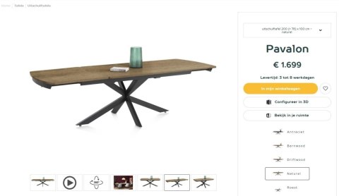 [od ręki] Rozkładany Stół Jadalniany PAVALON 200–278 cm – Blat HPL Primo Laminato Natural – Centralna Noga Designerska