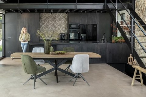 [od ręki] Rozkładany Stół Jadalniany PAVALON 200–278 cm – Blat HPL Primo Laminato Natural – Centralna Noga Designerska