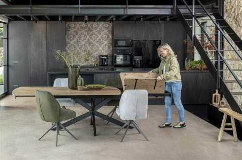[od ręki] Rozkładany Stół Jadalniany PAVALON 200–278 cm – Blat HPL Primo Laminato Natural – Centralna Noga Designerska
