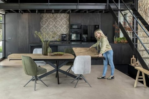 [od ręki] Rozkładany Stół Jadalniany PAVALON 200–278 cm – Blat HPL Primo Laminato Natural – Centralna Noga Designerska