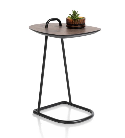 Ekskluzywny Stolik pod Laptopa MASURA – XOOON | Blat HPL (Primo Laminato), Czarny Metalowy Stelaż, kolor blaru ROEST/ RDZA