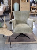 [K] Designerski Fotel Wypoczynkowy CAROLA – Henders & Hazel | Niskie oparcie, Tkanina Szenilowa Cadiz, Obrotowa podstawa