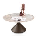 [fabrycznie nowy, na zamówienie] Okrągły Stolik Kawowy Avelli 90 cm - Ceramiczny Blat, Metalowa Podstawa Steelbrown