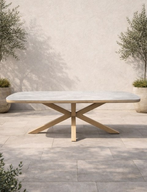 [na zamówienie] Ekskluzywny Stół Ogrodowy BRUCE 240 cm - COCOmaison | Ceramika, Aluminium z efektem naturalnego drewna